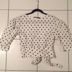 Zara Polka Dot just-cropped Blouse